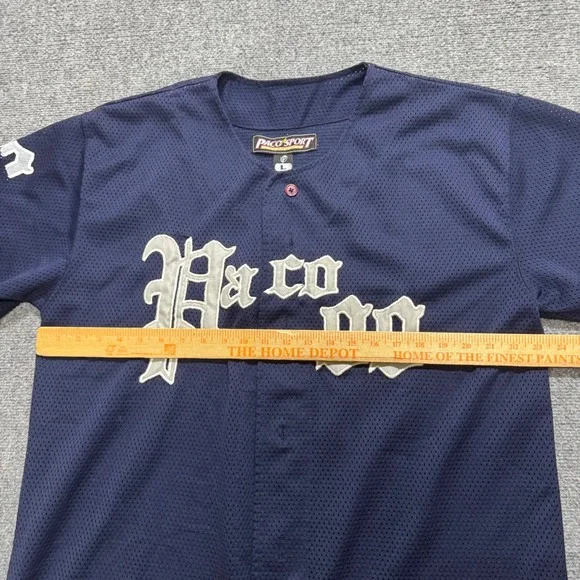 VTG Y2K Paco Sports Jersey Men's L Navy Blue Baseball Jersey Mesh Hiphop 00s - Picture 6 of 8